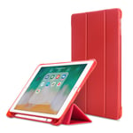 MadeRy Case for iPad (7th generation) (10.2" 2019) / iPad Air 3 (2019) / iPad Pro 10.5" (2017), Ultra Slim Soft TPU Back Cover with Pencil Holder and Trifold Stand, Auto Sleep/Wake, Red