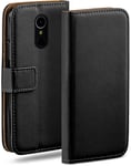 MoEx Flip Case for LG K4 (2017), Mobile Phone Case with Card Slot, 360-Degree Flip Case, Book Cover, Vegan Leather, Deep-Black