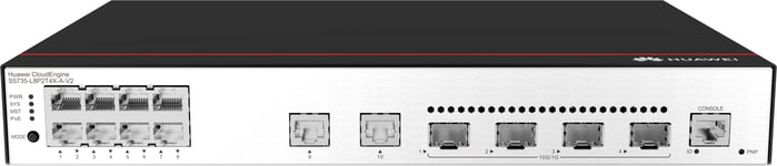 Huawei Switch S5735-L8P2T4X-A-V2 (8*GE ports(PoE+), 2*GE ports, 4*10GE SFP+ ports, AC power) + license L-MLIC-S57L (98011991)