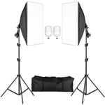 Fotografi Softbox Belysningskit, 50x70CM Storlek, 2M Stativ,tvåfärgad glödlampa