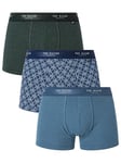 Ted Baker Mens Trunks, Cotton, 3-Pack, (TBB02), Scarab/Real Teal/Rope Chain Navyy, M