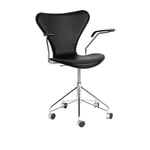 Fritz Hansen - Sjuan 3217 Framsidesklädd Läder Essential Black - Skrivbordsstolar - Arne Jacobsen - Svart