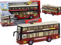 Leantoys City Dubbeldäckad Buss Lights Sounds Red 1:16
