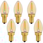 C7 E12 LED-lampa 220v, 0,5w Ersätter 5w, E12 LED-glödlampa bärnstensfärgad dekorativ nattlampa, varmvit 2200k, ej dimbar, 6 st.