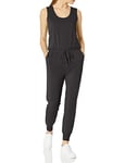 Amazon Essentials Women's Studio Terry Fleece Jumpsuit (Available in Plus Size), Black, L