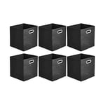 Amazon Basics Lot de 6 cubes de rangement pliables en tissu avec œillets ovales Noir