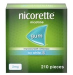 NEW - Nicorette Nicotine 2mg Sugar Free Icy White Gum - 210 Pieces. EXP 2026