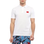 Hugo Boss Men's Polo Shirt Short Sleeve Cotton-Pique Slim-Fit Red Logo Label