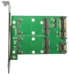 Dual mSATA till dual SATA Expansionskort, PCIe-kort, 22pin SATA, grön