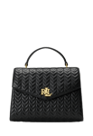 Lauren Ralph Lauren Quilted Leather Medium Farrah Satchel Svart