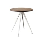 HAY - Pyramid Café Table 21 - Beige Base - Smoked Oak - Ø70 cm - Träfärgad - Matbord - Metall/Trä