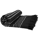 Homespace Direct Striped Cotton Throw, Black, Double