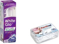 White Glo 2In1 with Mouthwash Whitening Toothpaste 100Ml &Toothbrush (with Sani