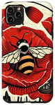 Coque pour iPhone 11 Pro Max Abeille coquelicot rouge rétro vintage pour amateurs d'abeilles