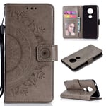 Snow Color Leather Wallet Case for Moto G6 Play/Moto E5 with Stand Feature Shockproof Flip, Card Holder Case Cover for Motorola G6Play / Moto E (5th Gen) - COHH051195 Grey