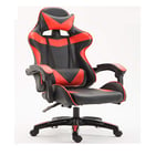 FFZH Game chair, Height-adjustable adult game chair, Office chair, With cushion and backrest, Racing style armrest PU leather high back (Blue, Black),Red
