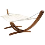 Extra Large Garden Hammock With Wooden Arc Stand Two Person " Cream