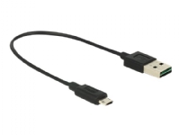 Delock - USB-kabel - mikro-USB typ B (hane) till USB (hane) - USB 2.0 - 20 cm - reversibel A-kontakt, reversibel mikro-B-kontakt - svart