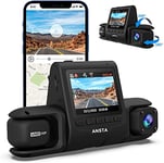 ANSTA Dual Dash Cam 4K Single Front or 2K Front and 1080P Cabin,Dual Dash Cam With 170 Wide Angle HDR,Night Vision,Parking Mode,G-Sensor,WDR,Loop Recording,WiFi,GPS,Support 128GB Max