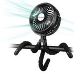 Battery Operated Stroller Fan Flexible Tripod Clip On Fan with 3 Speeds and Rotatable Handheld Personal Fan for Car Seat Crib Bike Treadmill