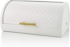 SWAN Gatsby Bread Bin White & Gold Vintage Design Kitchen Storage SWKA17522WHTN