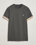 Fred Perry Striped Cuff Crew Neck T-Shirt Field Green