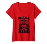 Womens Ukulele Skull Music Guitar Guitarist - Uke Ukulele King V-Neck T-Shirt