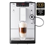 Melitta Solo & Perfect Milk Argent, Machine à Café à Grains avec Broyeur et Système d'Extraction des Arômes, Mode 1 à 2 Tasses, Auto Cappuccinatore, Affichage LED, E957-203, 1400W