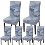 BCKAKQA Dining Chair Seat Covers Set of 6 Grey and White Ginkgo Leaf Dining Chair Slipcovers Removable Washable Soft Spandex Stretch Chair Covers for Dining Room Wedding Banquet Party Decoration