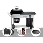Weber - Barbecue à charbon Performer Premium gbs 57 cm Noir + Housse + Kit Cheminée + Plancha