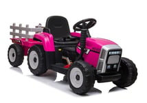 El-traktor med trailer - pink