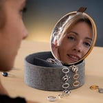 Mibox smyckeskrin i bambu med spegel - Grå
