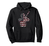 Patriotic Baseball Player Silhouette with Stars and Stripes Pullover Hoodie