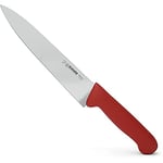 Giesser depuis 1776 - fabriqué en Allemagne - couteau à découper rouge, Basic Red, lame 20 cm, antidérapant, couteau de chef étroit, lavable au lave-vaisselle, inoxydable