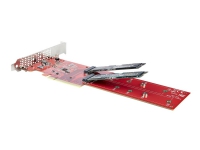 StarTech.com Dual M.2 PCIe SSD Adapter Card, x8 / x16 Dual NVMe or AHCI M.2 SSD to PCI Express 4.0, Up to 7.8GBps/Drive, For 2242/2260/2280/22110mm PCIe M-Key M2 SSDs, Bifurcation Required - PC/Linux Compatible (DUAL-M2-PCIE-CARD-B) - Grensesnittsadapter - M.2 - Ekspansjonsspor til 2 x M.2 - M.2 Card - lav profil - RAID RAID 0, 1, JBOD - PCIe 4.0 x16/x8 - rød