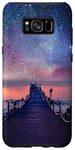 Galaxy S8+ Clouds Sky Pink Night Water Stars Reflection Blue Starry Sky Case