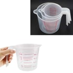 Singeru Plastic Measuring Jug, 3pcs Transparent Measuring Cup Plastic Beaker Plastic Graduated Cups Plastic Mixing Cup Lab Measure Tool 1L 500ML 250ML