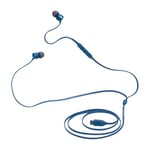 JBL Tune 310 C, Écouteurs filaires Hi-Res, Son Pure Bass, Connexion USB-C, câble Plat Anti-nœuds, télécommande à Trois Touches avec Microphone, en Bleu