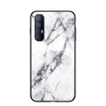 BaiFu Marble Case for Oppo Reno3 Pro 5G Marble Clear Tempered Glass Case Soft Silicone Phone Cover Compatible with Oppo Reno3 Pro 5G (White)