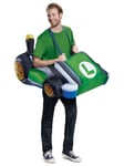 Luigi Kart Inflatable Super Mario Cartoon Video Game Adult Mens Costume OS