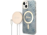 Guess Set Case + Charger For Iphone 14 6,1&Amp Amp Quot  Gubpp14sh4eacsb Blue Bp Magsafe Case + Charger 4G