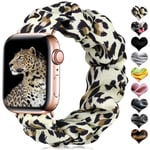 CeMiKa Scrunchie Elastic Strap Compatible with Apple Watch Strap 38mm 42mm 40mm 44mm, Pattern Printed Fabric Wristband Compatible with Apple Watch SE/iWatch Series 6 5 4 3 2 1, 38mm/40mm-S/M Leopard