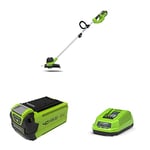 Greenworks G40LT Cordless String Trimmer 40V 30cm Cutting Width + 2Ah Battery and Charger