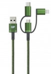 USB-A -synk/ladekabel -USB-C  Micro B ha-Lightning ha, GP 1m,