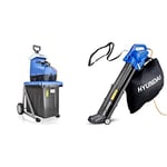 Hyundai Quiet Electric Garden Shredder 2800w 2.8 kw 230v 44mm Chipping & Leaf Blower, Garden Vacuum & Mulcher with Large 45 Litre Collection Bag, 12m Cable, 62-170mph Variable Airspeed