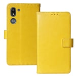 Lankashi Stand Premium Retro Business Flip Leather Case Protector Bumper For Doro 8050 5.7" TPU Silicone Protection Phone Cover Skin Folio Book Card Slot Wallet Magnetic（Yellow）