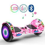 QINGMM Hoverboard,10'' Two Wheel Self Balancing Car,with Bluetooth Speakers And LED Glowing Tires,Electric Scooter for Kids And Adult, Great Gifts,pink
