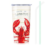 NymphFable 20oz Lobster Cup Travel Mug Tumbler with Straw and Lid Insulated Stainless Steel Double Wall Valentines Gifts for Him