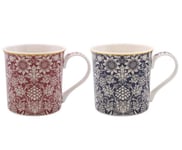 OFFICIAL WILLIAM MORRIS SUNFLOWER SET OF 2 CHINA COFFEE MUGS CUP NEW IN GIFT BOX