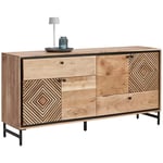 SIDEBOARD svart, akaciefärgad 175/85/42 cm 